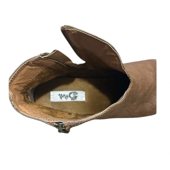 Very G Booties Slip On Side Zipper Closure Tan Womens Size 11 - Picture 8 of 13